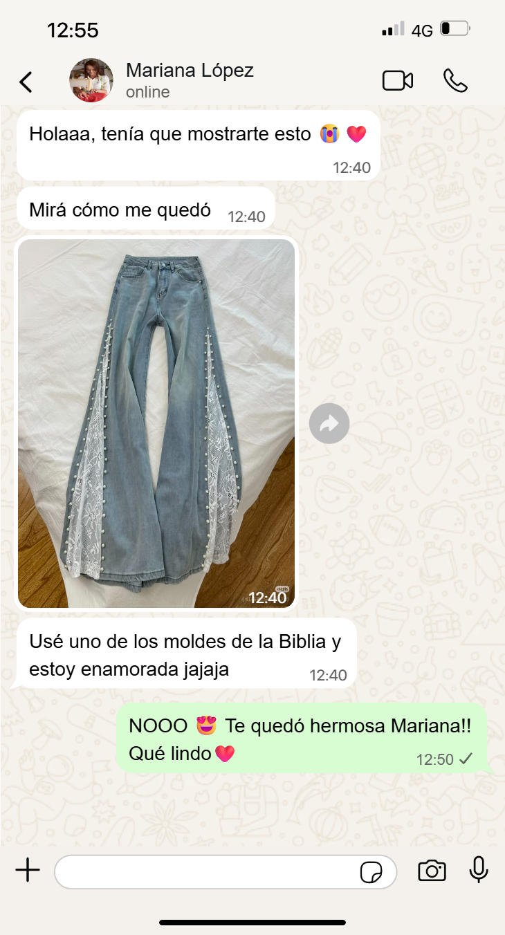 Captura real de WhatsApp de una clienta de Costura en Casa (1)