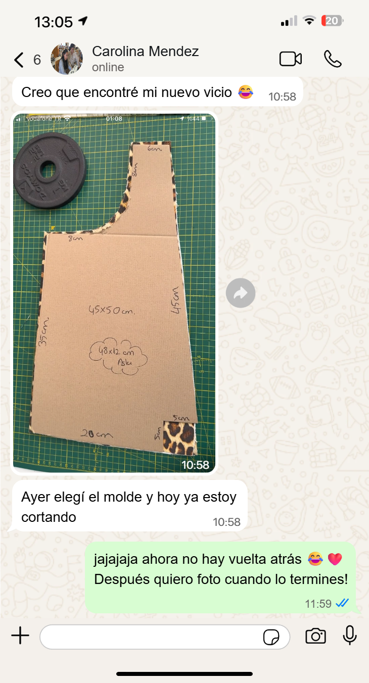 Captura real de WhatsApp de una clienta de Costura en Casa (3)